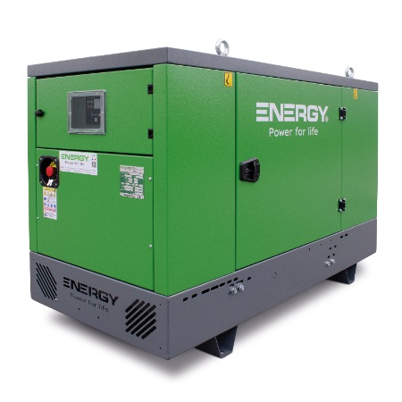 Stromerzeuger Diesel 20kVA 400V 50Hz, 1500 U/Min
Abmessungen LBH 1580mm x 700mm x 1050mm, Gewicht 570kg
Dieselmotor Kohler KDI 190 3M Stufe V, Elektrostart, 55 Liter Tank
Synchrongenerator 4 Pole Bürstenlos mit AVR Regelung
Schallverhaubung
Automatische Version mit AMF, Anschlusskasten, magnetothermischem Schalter, Batterieladegerät. Ohne automatischen Umschalter (ATS)
Steuerung Comap AMF 25 (digitale Anzeige für Spannung, Strom, Frequenz, Tankinhalt)
Not Aus Schalter