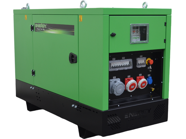 Stromerzeuger Diesel 41kVA 230V 50Hz, 1500 U/Min
Dieselmotor YANMAR 4TNV98T-ZGECS(EU Stage IIIA), Elektrostart, 90 Liter Tank
Synchrongenerator 4 Pole Bürstenlos mit AVR Regelung
Schallverhaubung
Steuerung Comap AMF 25 (digitale Anzeige für Spannung, Strom, Frequenz, Tankinhalt)
Not Aus Schalter
Batterieladegerät
Klemmleiste