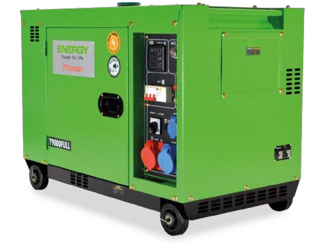 Stromerzeuger Diesel 9kVA dreiphasig 400V und 7kVA einphasig 230V verfügbar 50Hz
Dieselmotor Diesel Stage V(Stage V), Elektrostart, 14 Liter Tank
brushes Generator mit AVR Regelung
Schallverhaubung, Batterie im Lieferumfang enthalten, Ölmangel Schutz, Überlastschutz, ATS Anschluss, FI, div. Anzeigen, Steckdosen 1x CEE 32A 230V, 1x CEE 16A 400V, 1x Schuko